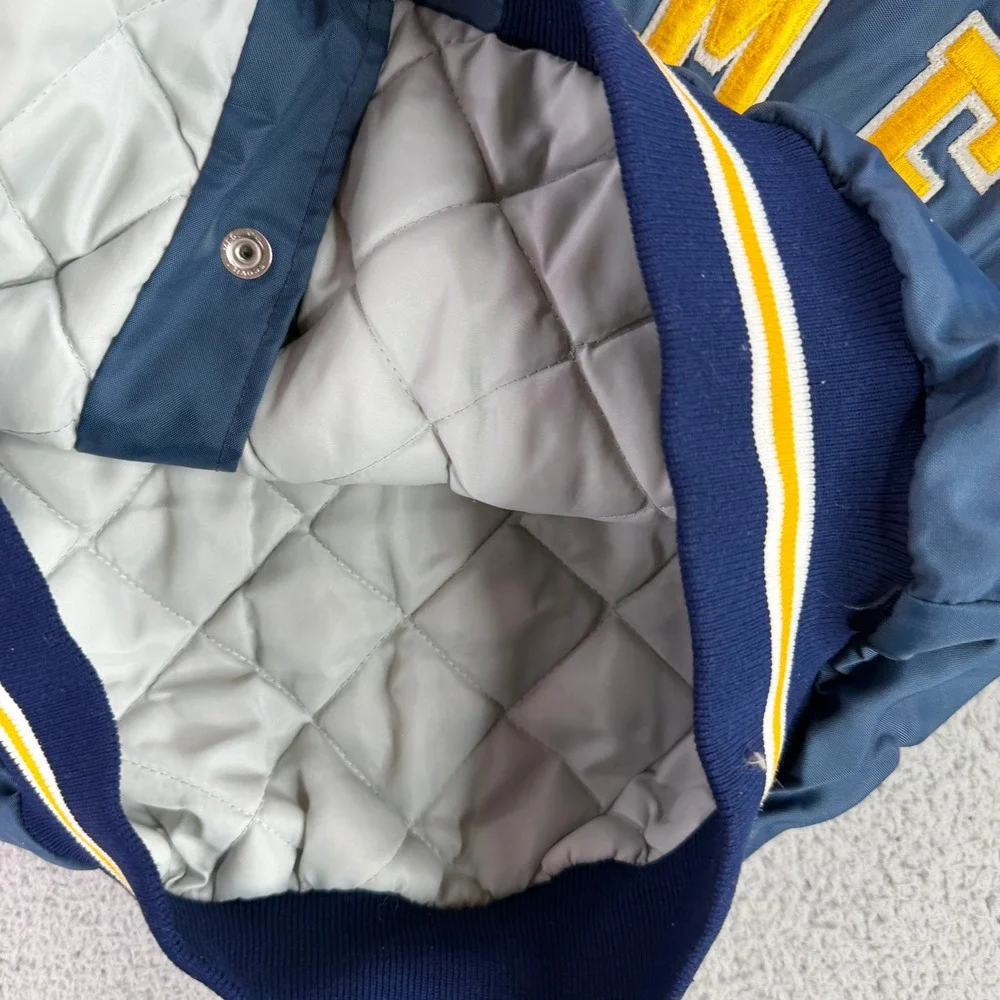 Vintage Notre Dame Fighting Irish Bomber Jacket Mens XL Made‎ in USA Satin Bike